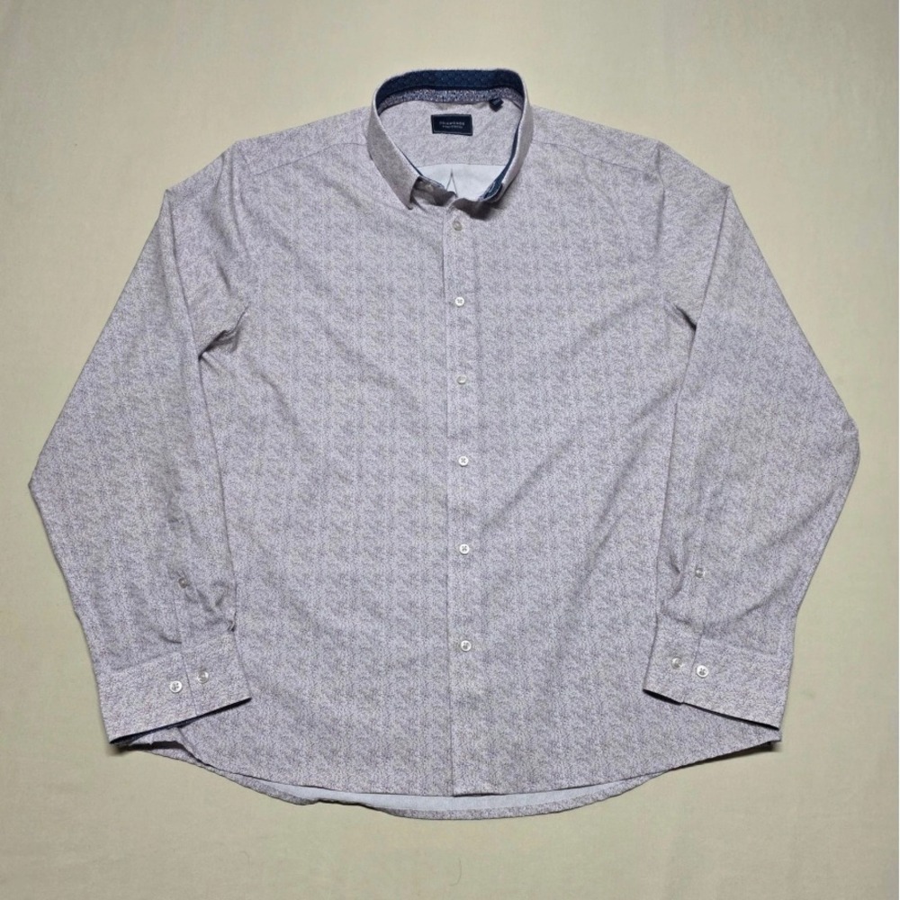 7 Diamonds Men XL 4 Way Stretch Long Sleeve Button Up Shirt-Purple Speckle Print